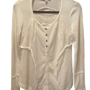 Knox Rose shabby chic waffle knit long‎ sleeve top, size small